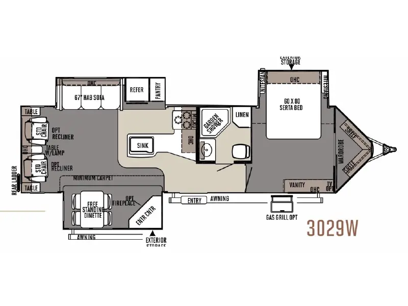 2015 FOREST RIVER ROCKWOOD WINDJAMMER 3029W