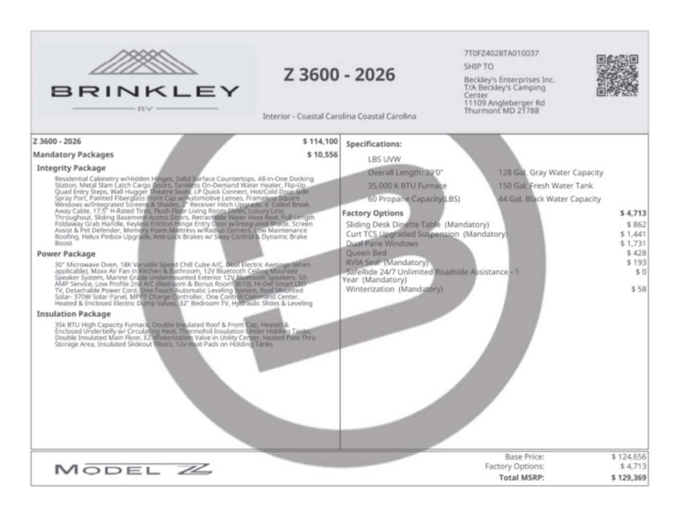 A photo of this 2026 Brinkley MODEL Z 3600