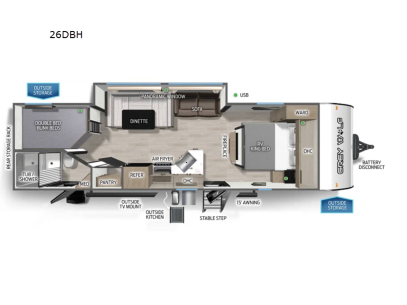 A photo of this 2026 Forest River Rv Cherokee Grey Wolf 26DBH