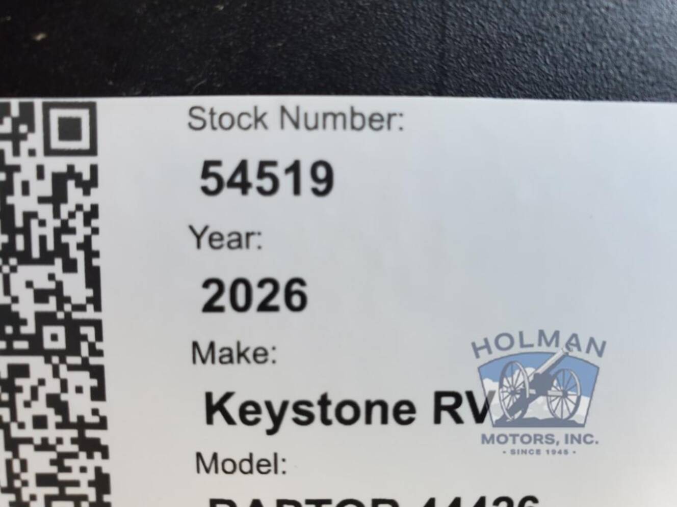 A photo of this 2026 Keystone Rv Raptor 444