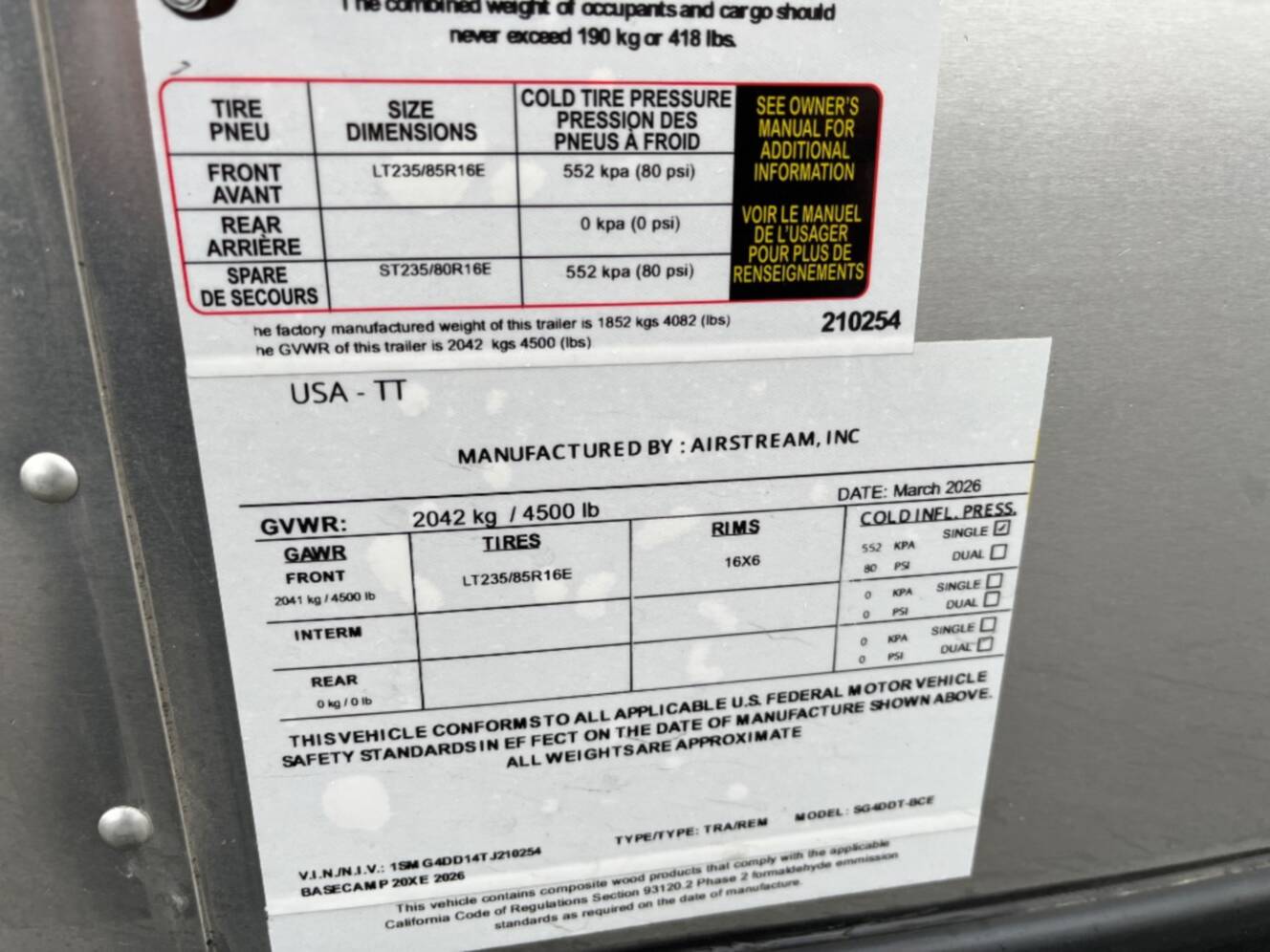 A photo of this 2026 Airstream Basecamp Xe 20Xe