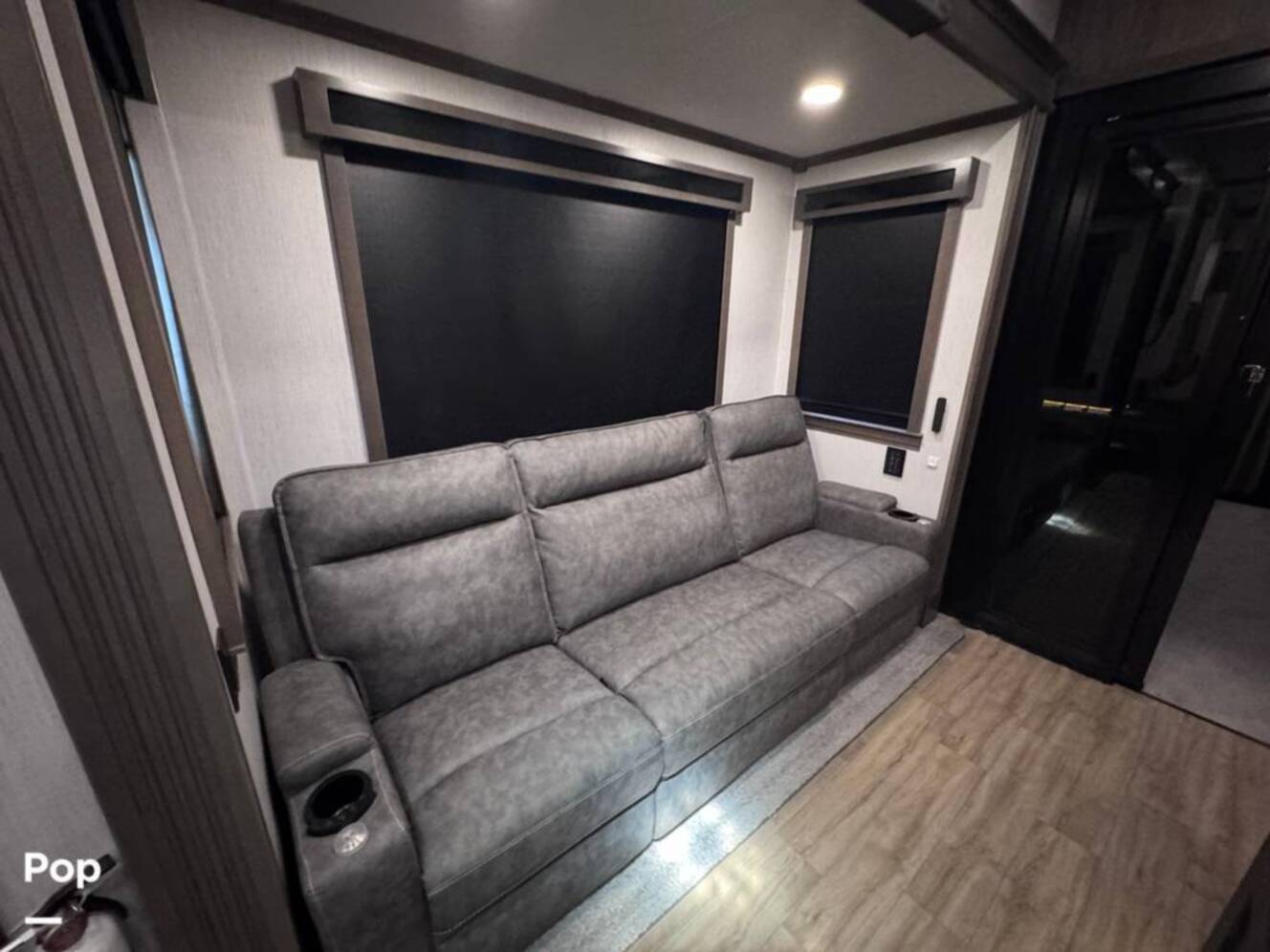 A photo of this 2023 Forest River Riverstone 45BATH Toy Hauler