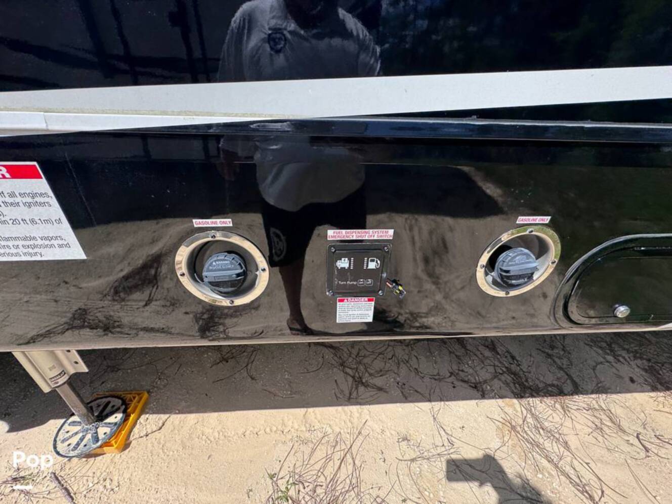 A photo of this 2023 Forest River Riverstone 45BATH Toy Hauler