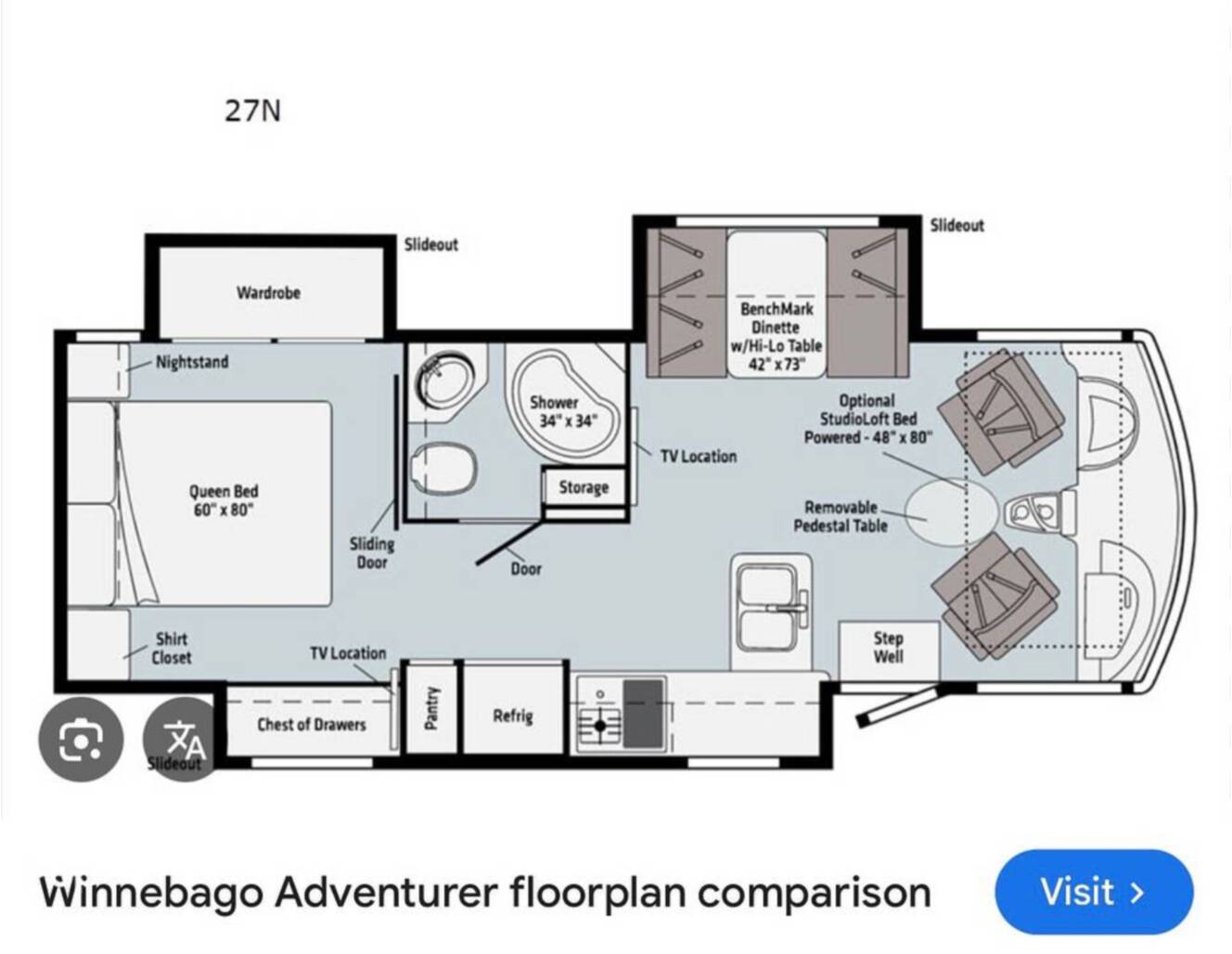 A photo of this 2022 Winnebago Adventurer 35F