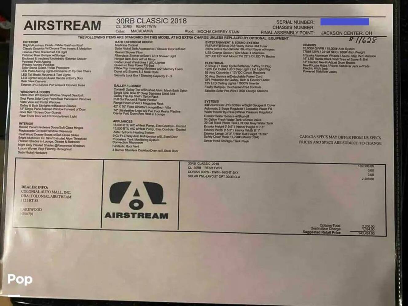 A photo of this 2018 Airstream Classic 30RB - Twin