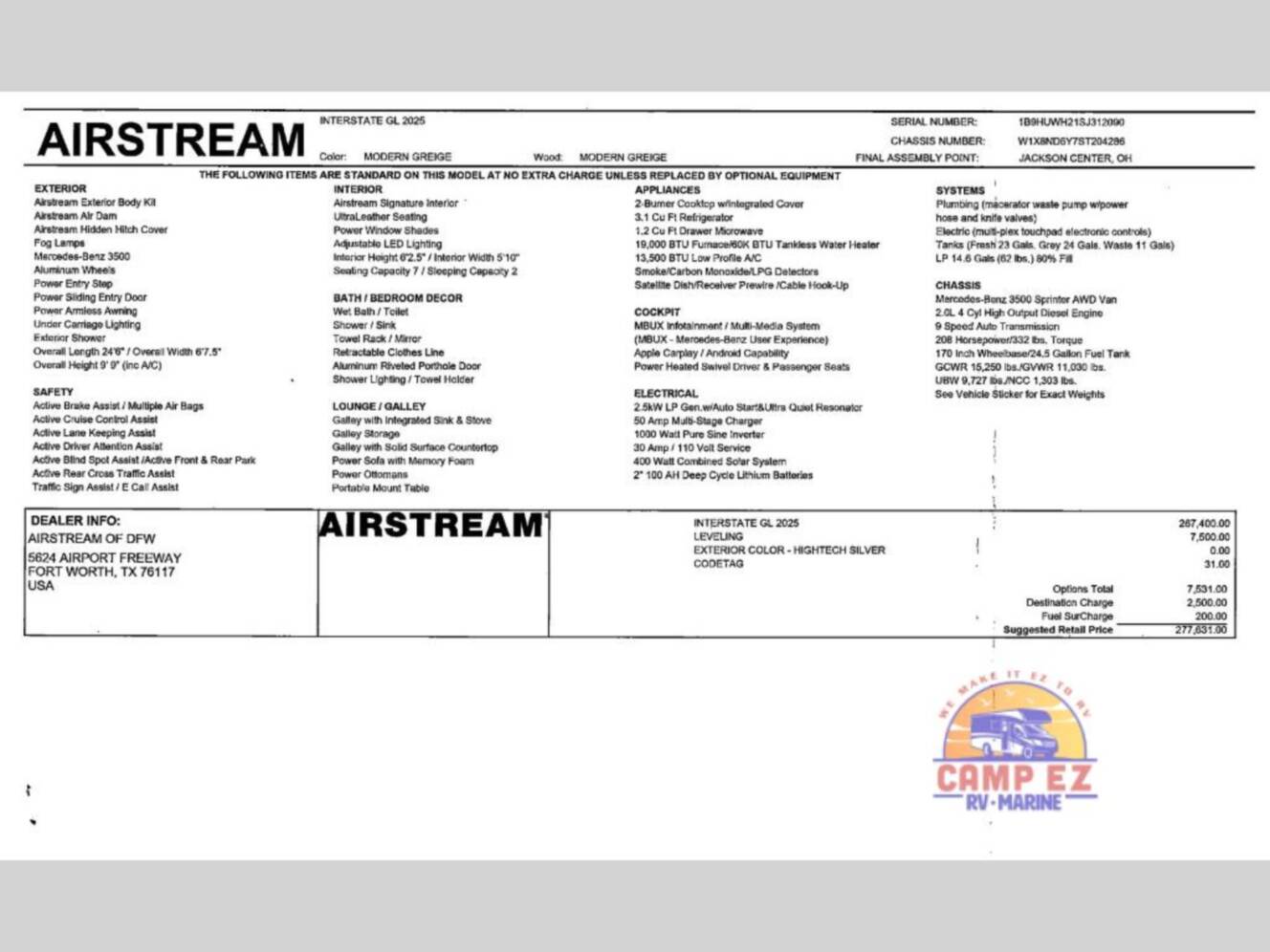 A photo of this 2025 Airstream Interstate 24GL Std. Model