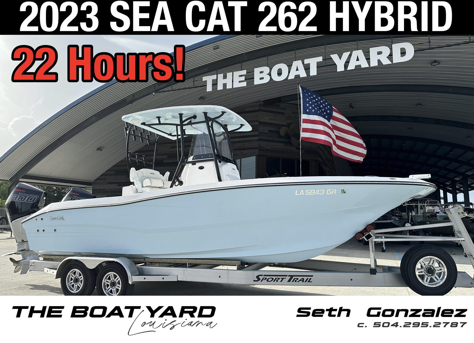 2023 Sea Cat 262 Hybrid Fully Loaded Twin Mercury 300Rs Low Ho in marrero LA