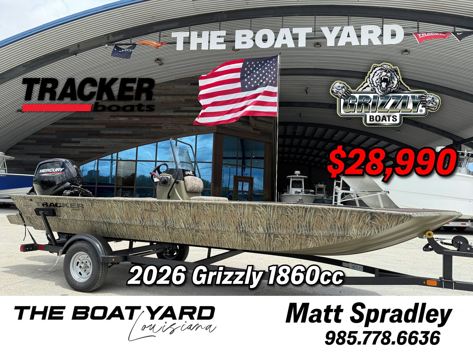 2026 Tracker Grizzly 1860Cc 2072 CC SPORTSMAN KICKER in marrero LA