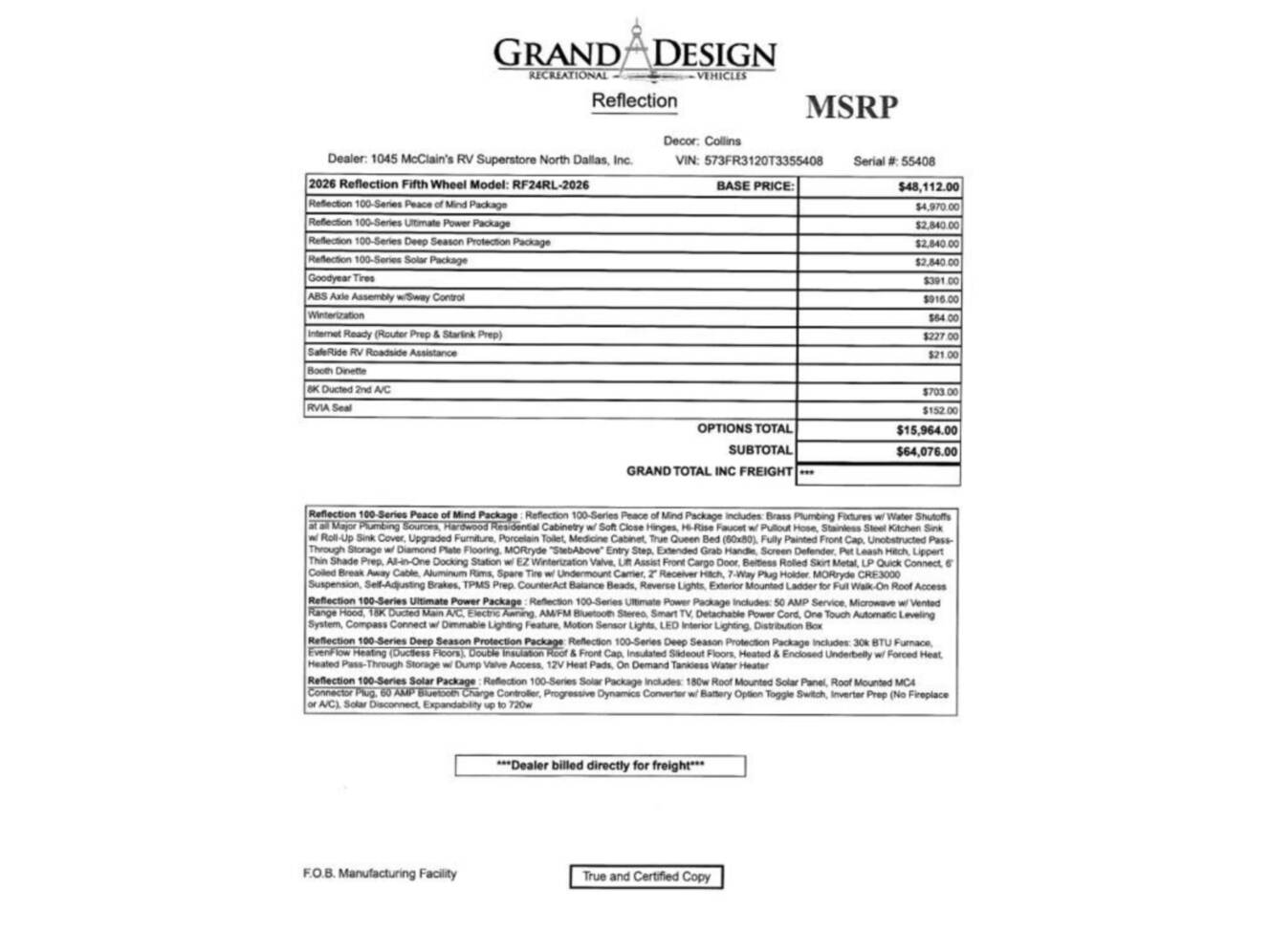 A photo of this 2026 Grand Design Reflection 100 Series 24RL
