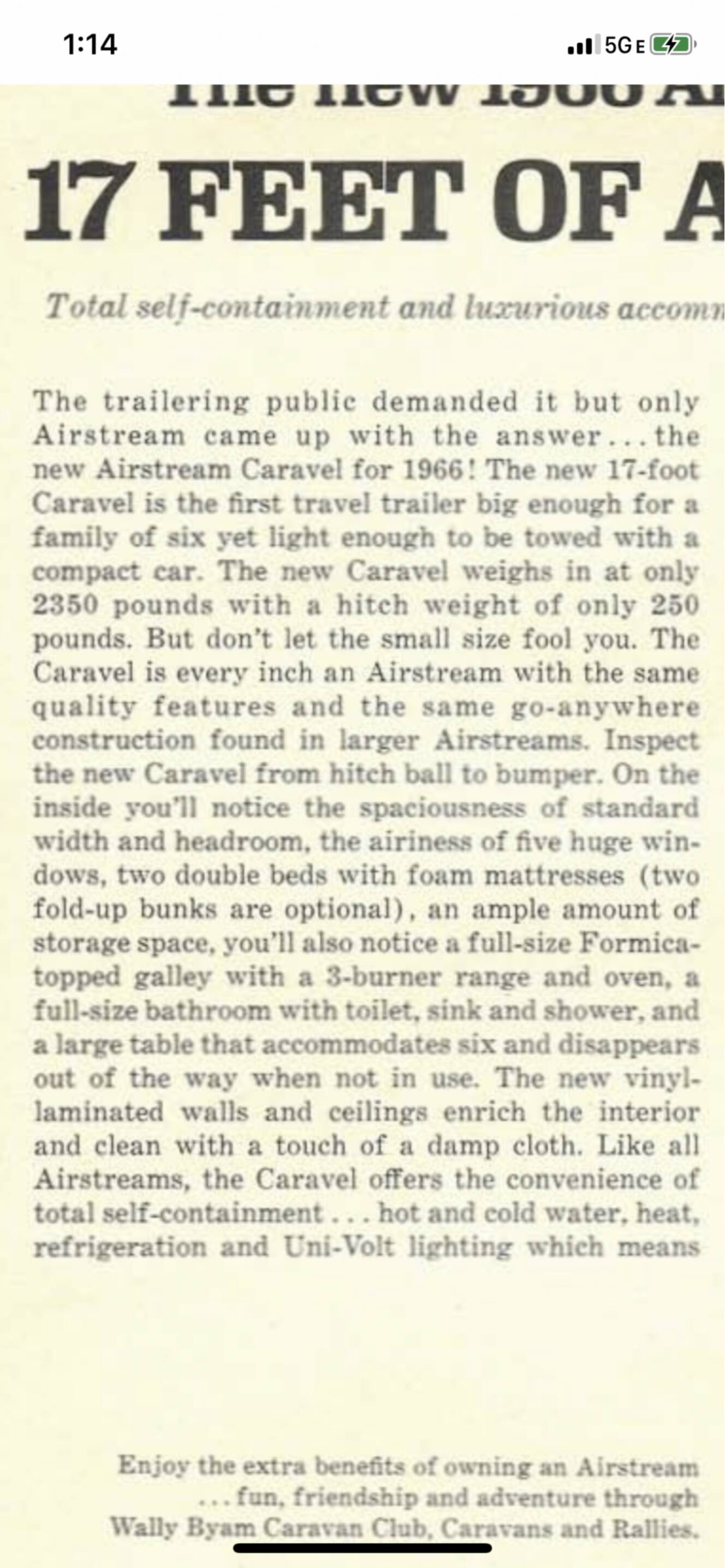A photo of this 1966 Airstream CARAVEL 17