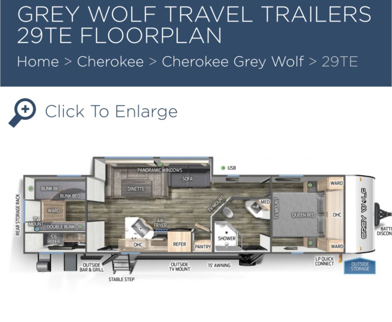 A photo of this 2021 Forest River GREY WOLF 29TE