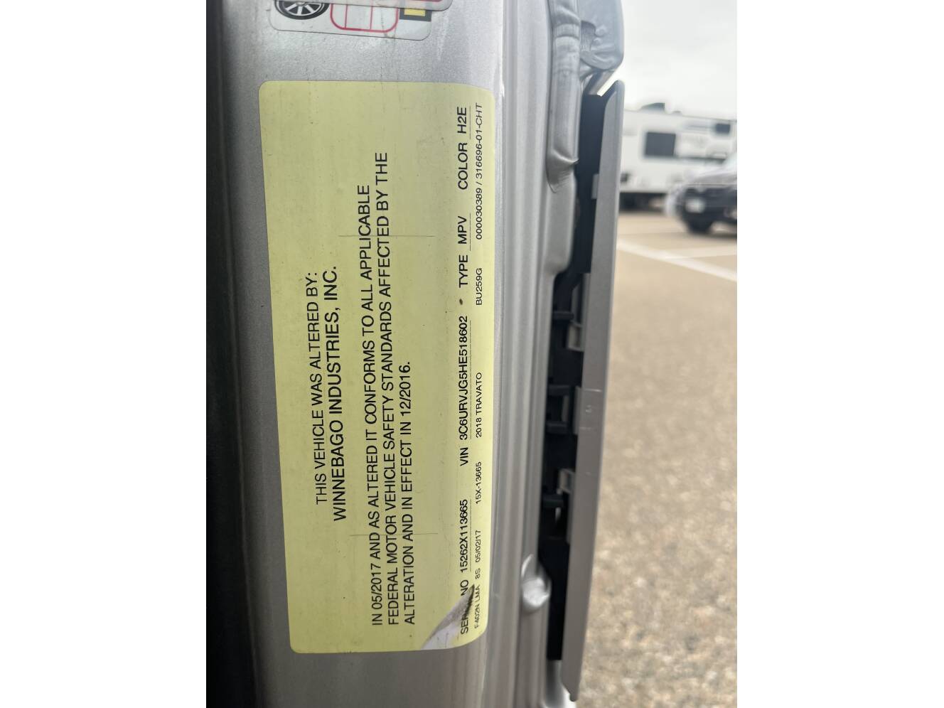 A photo of this 2018 Winnebago TRAVATO 59G