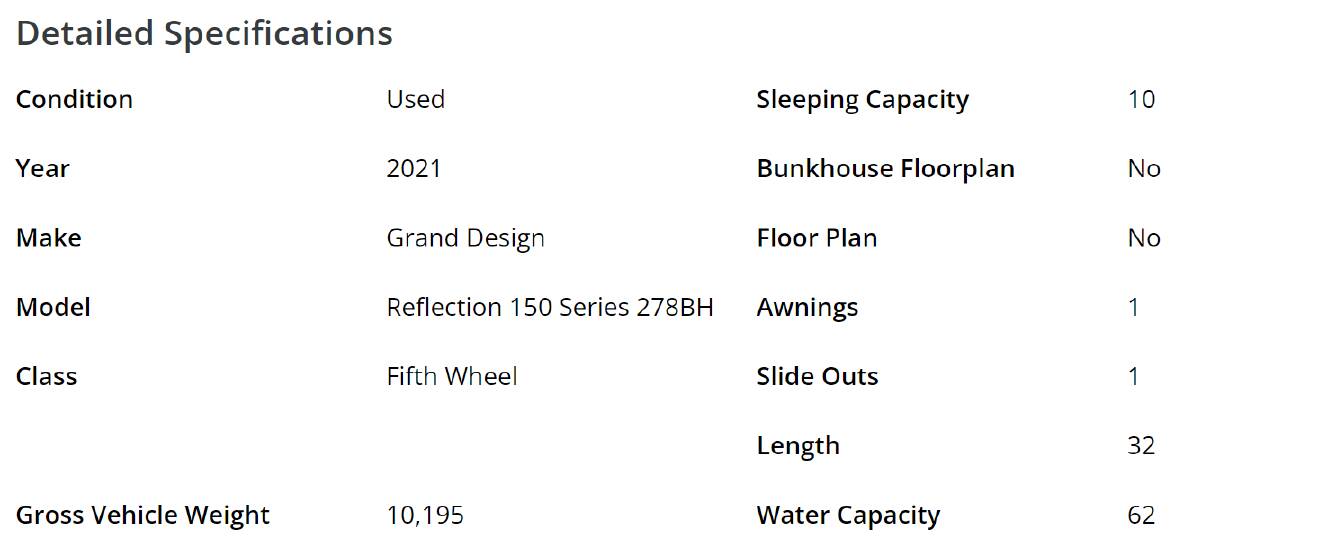 A photo of this 2021 Grand Design REFLECTION 150 SERIES 278BH