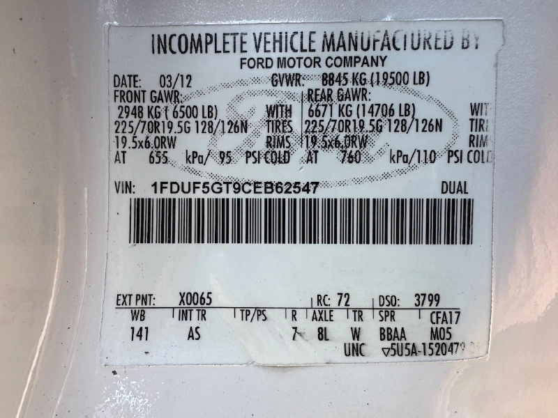 2012 FORD F550