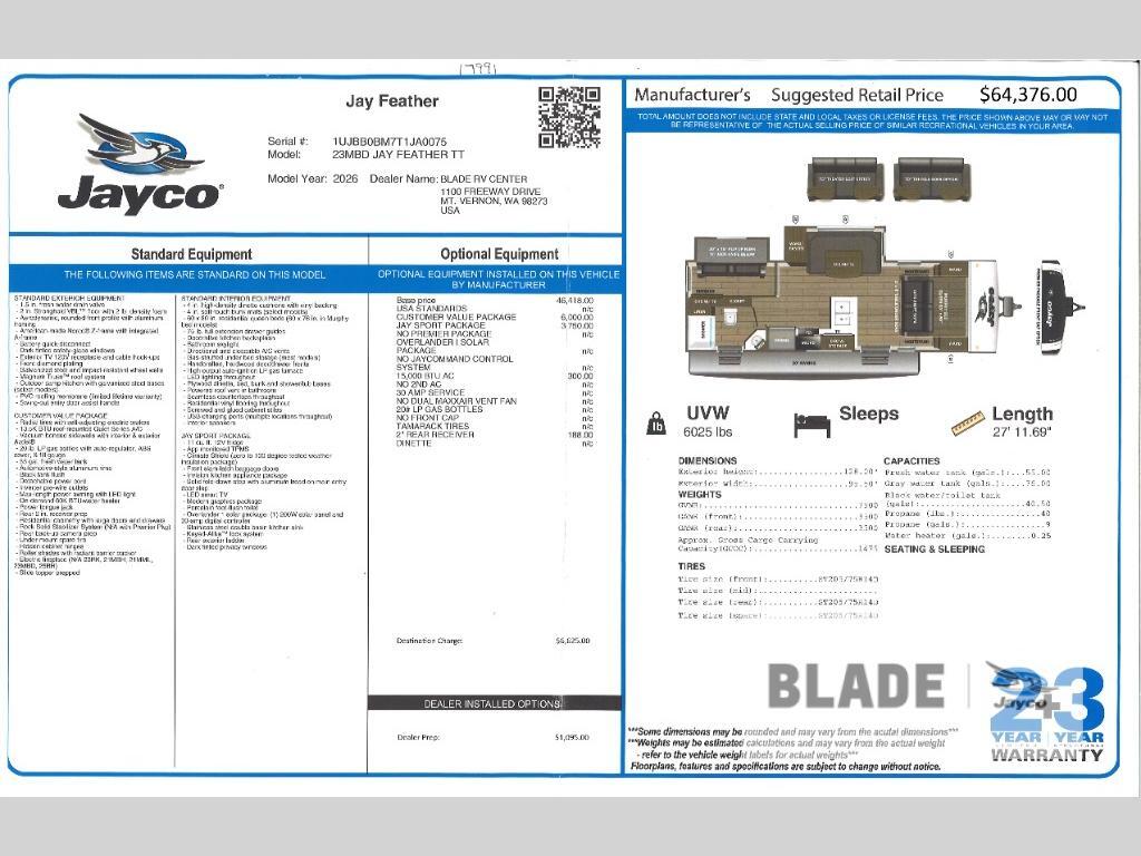 2026 Jayco Jay Feather 23MBD in mt. vernon WA
