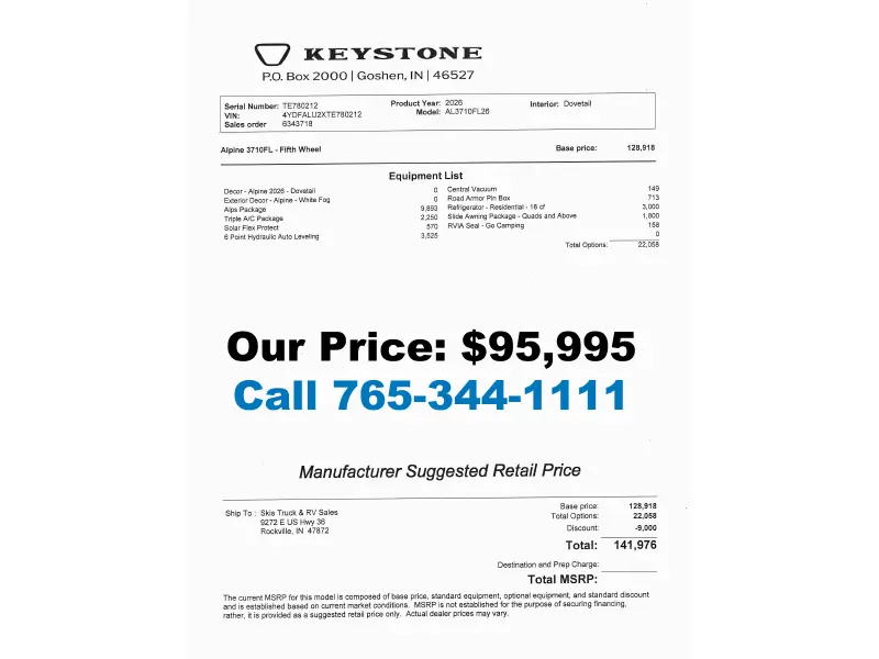 2026 Keystone Alpine 3710FL