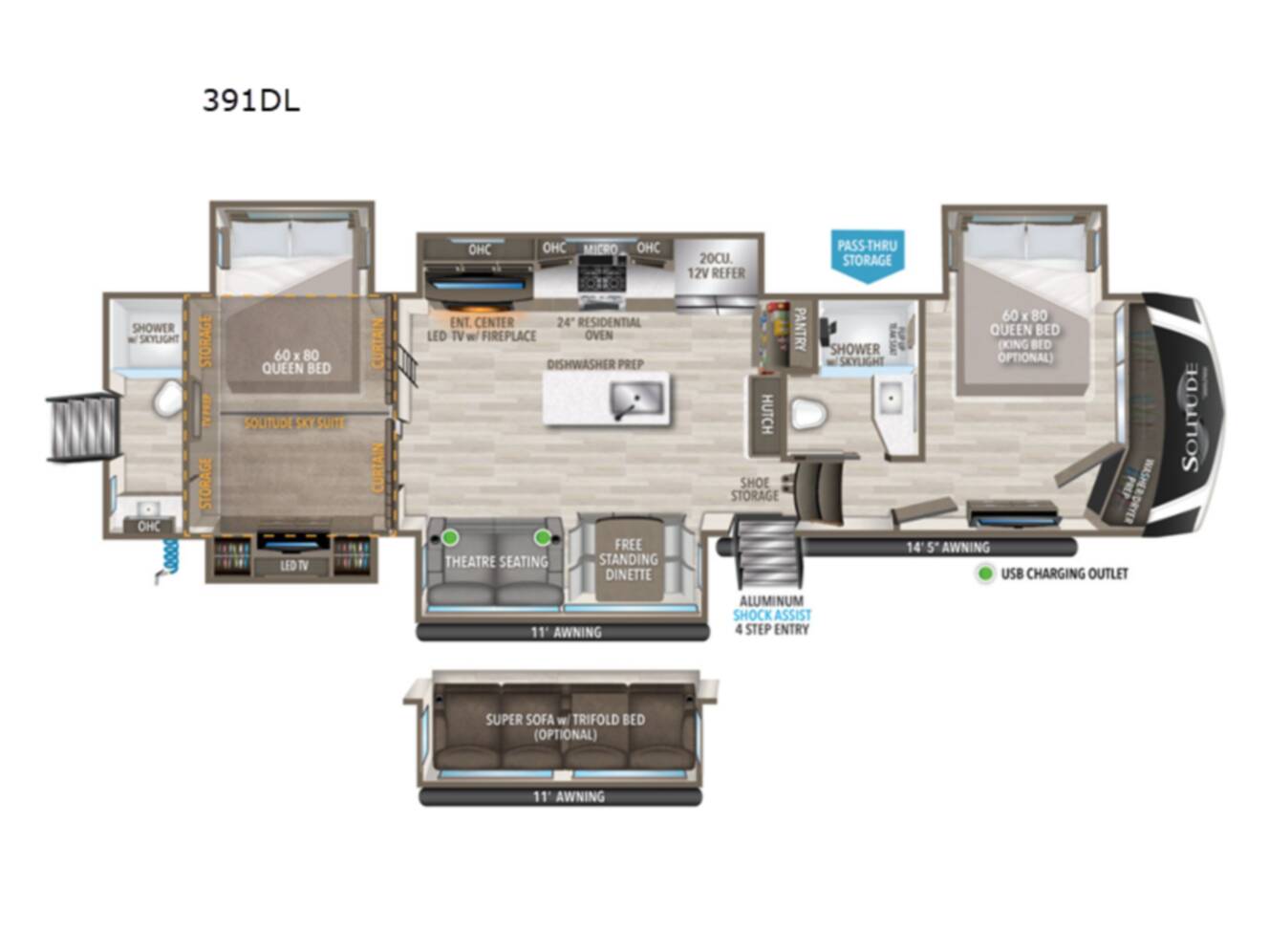 A photo of this 2024 Grand Design Solitude 391DL