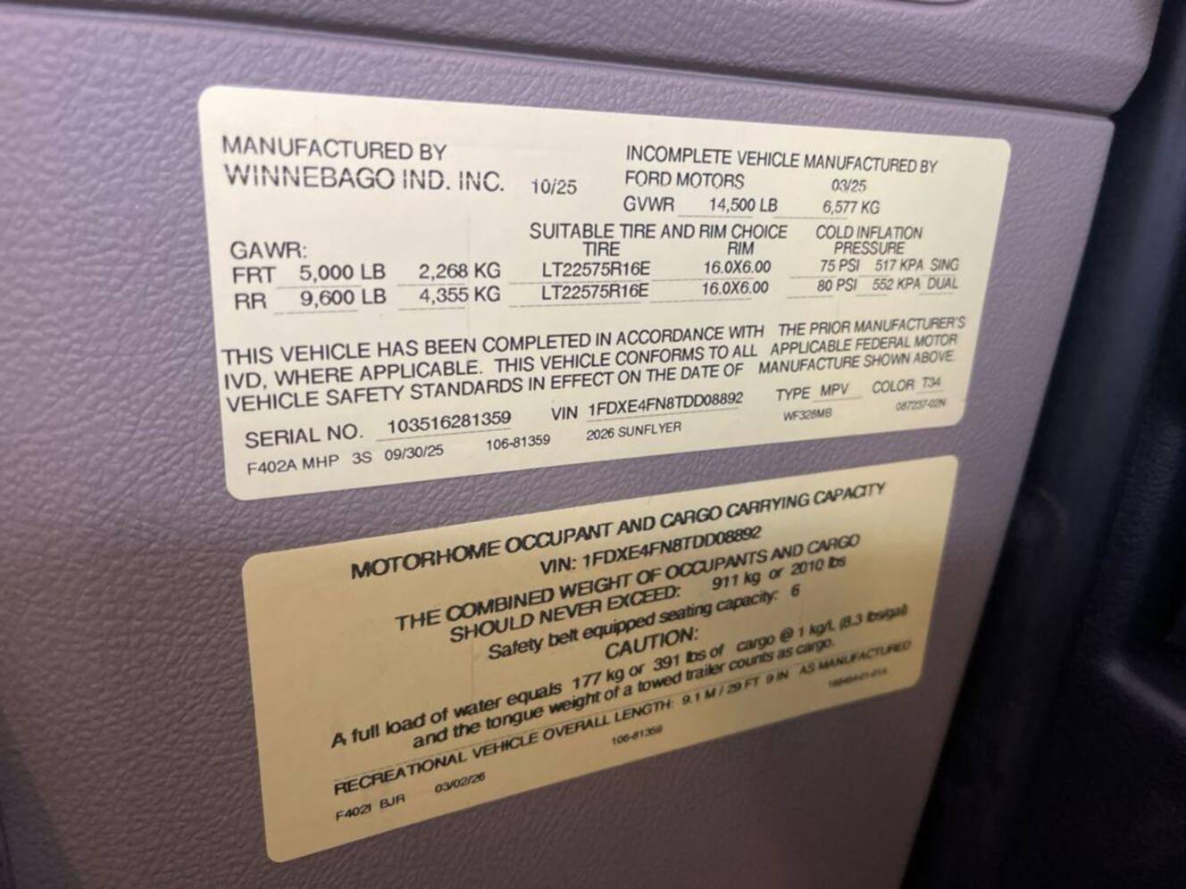 A photo of this 2026 Winnebago Sunflyer 28MB