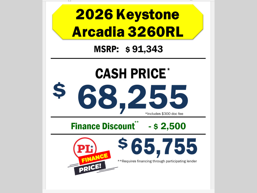 2026 Keystone Rv Arcadia 3260RL in ramsey MN