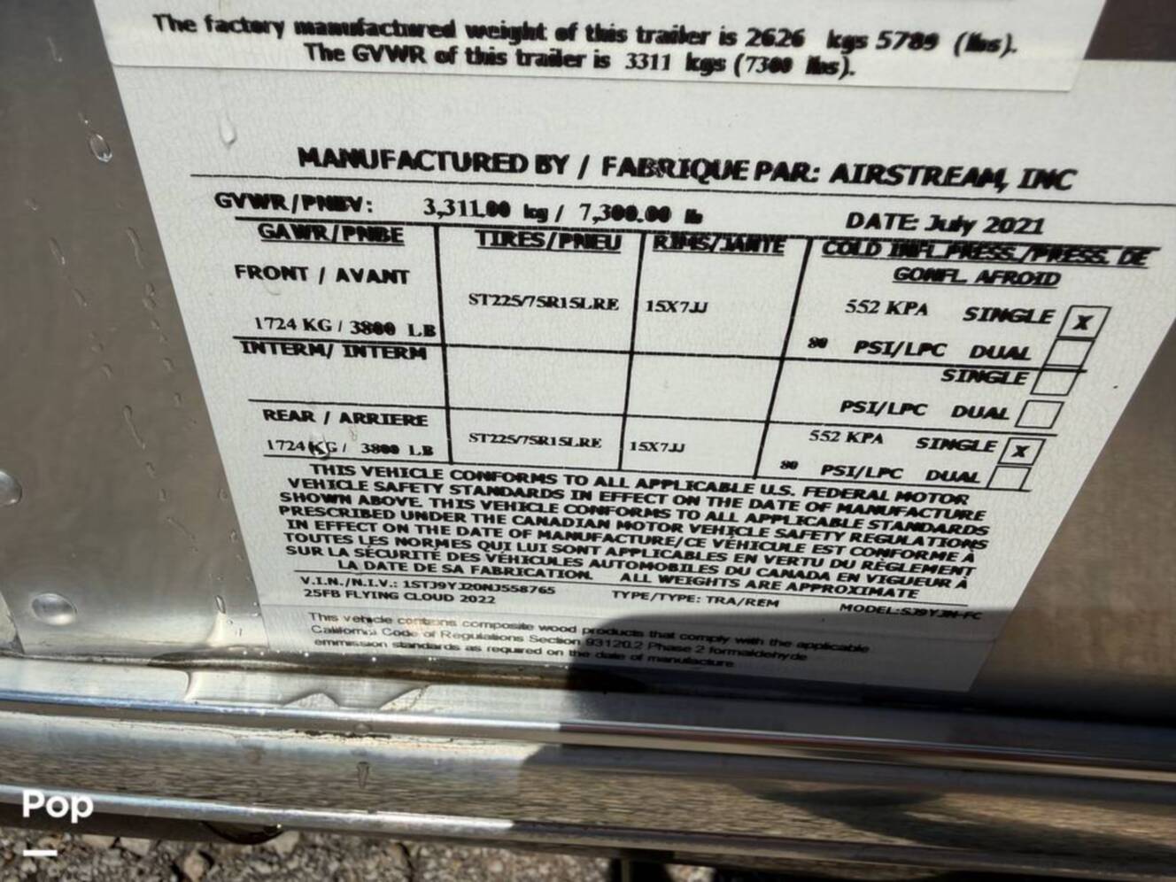 A photo of this 2022 Airstream Flying Cloud 25FB