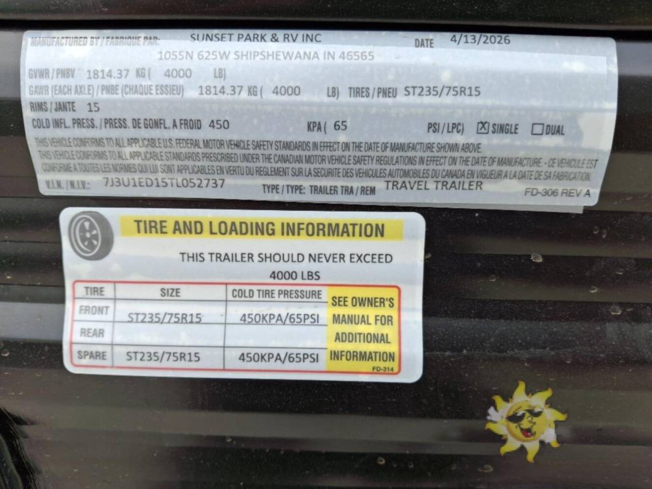 A photo of this 2026 Sunset Park Rv Sun Lite 14TH