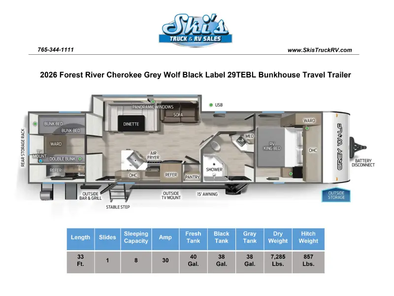 2026 Forest River Grey Wolf Black Label 29TEBL