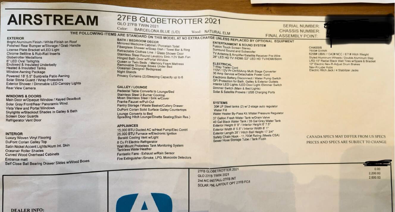 A photo of this 2021 Airstream GLOBETROTTER 27FB TWIN