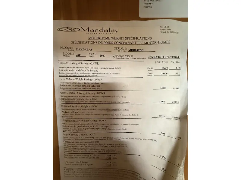 2007 FOUR WINDS MANDALAY 40F