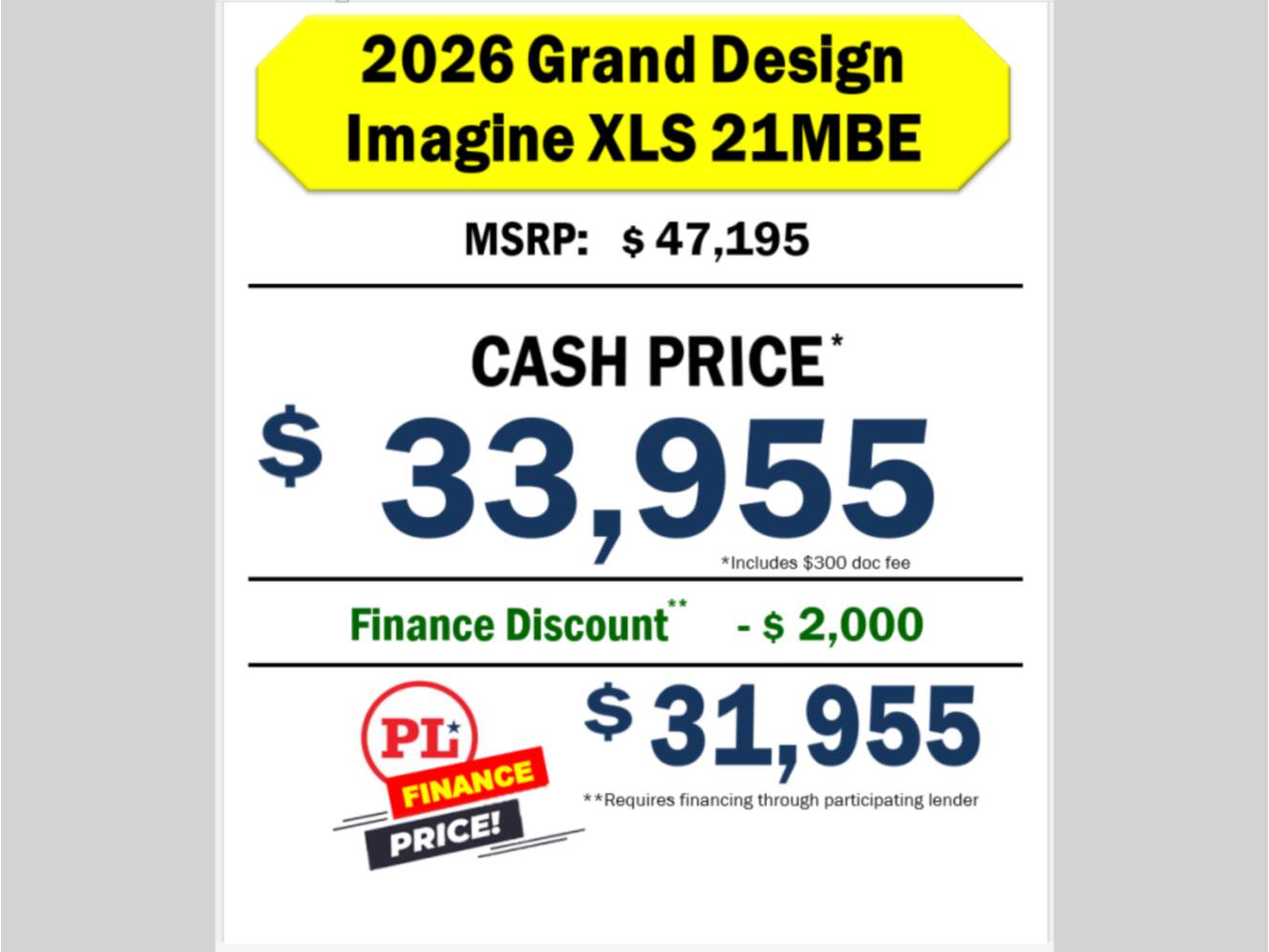 A photo of this 2026 Grand Design Imagine XLS 21MBE