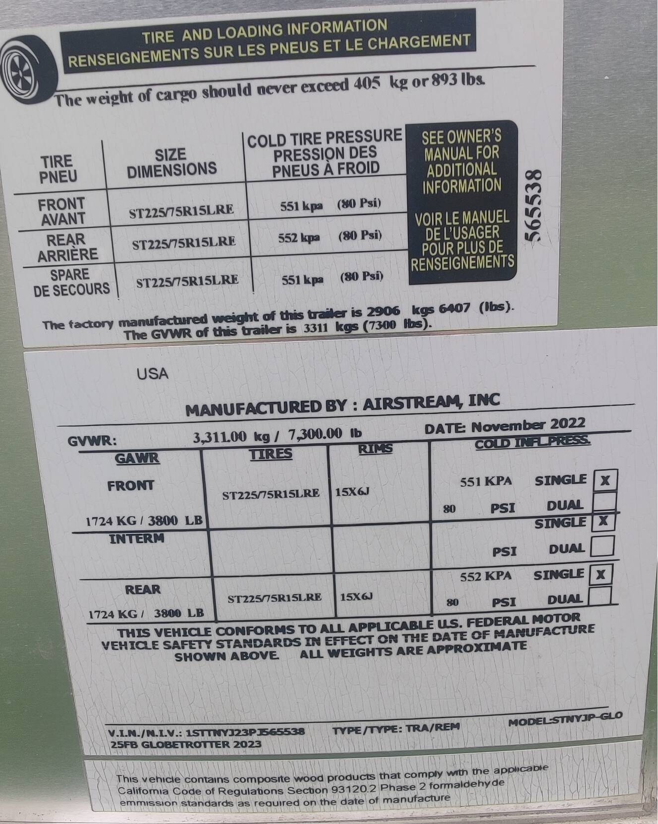 A photo of this 2023 Airstream GLOBETROTTER 25FBQ