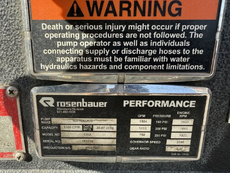 2015 ROSENBAUER COMMANDER PUMPER