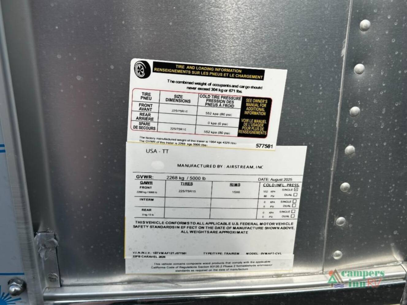 A photo of this 2026 Airstream Caravel 22FB