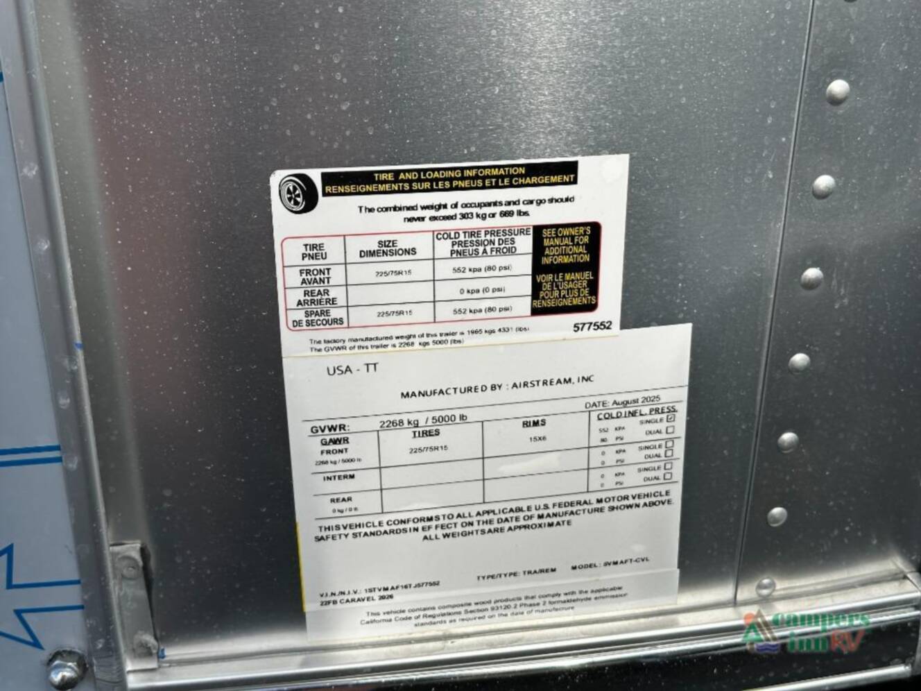 A photo of this 2026 Airstream Caravel 22FB