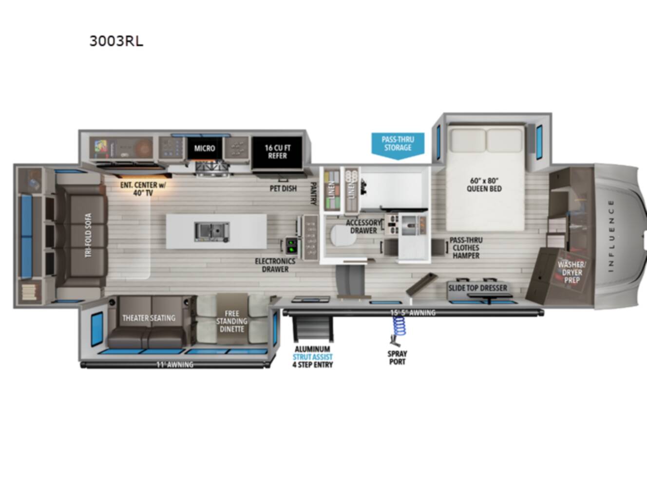 A photo of this 2026 Grand Design Influence 3003RL