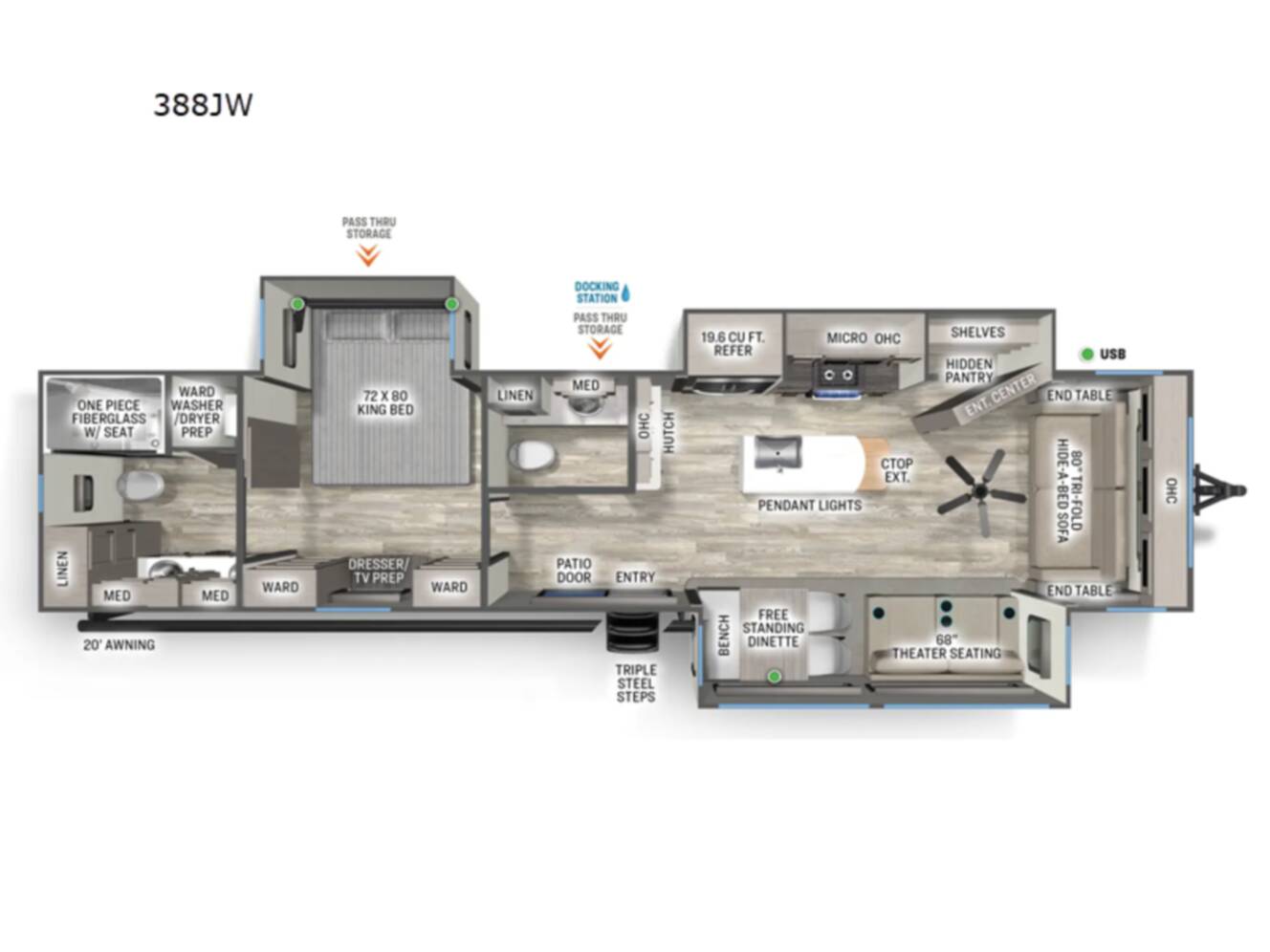 A photo of this 2025 Forest River Rv Sandpiper Destination Trailers 388JW