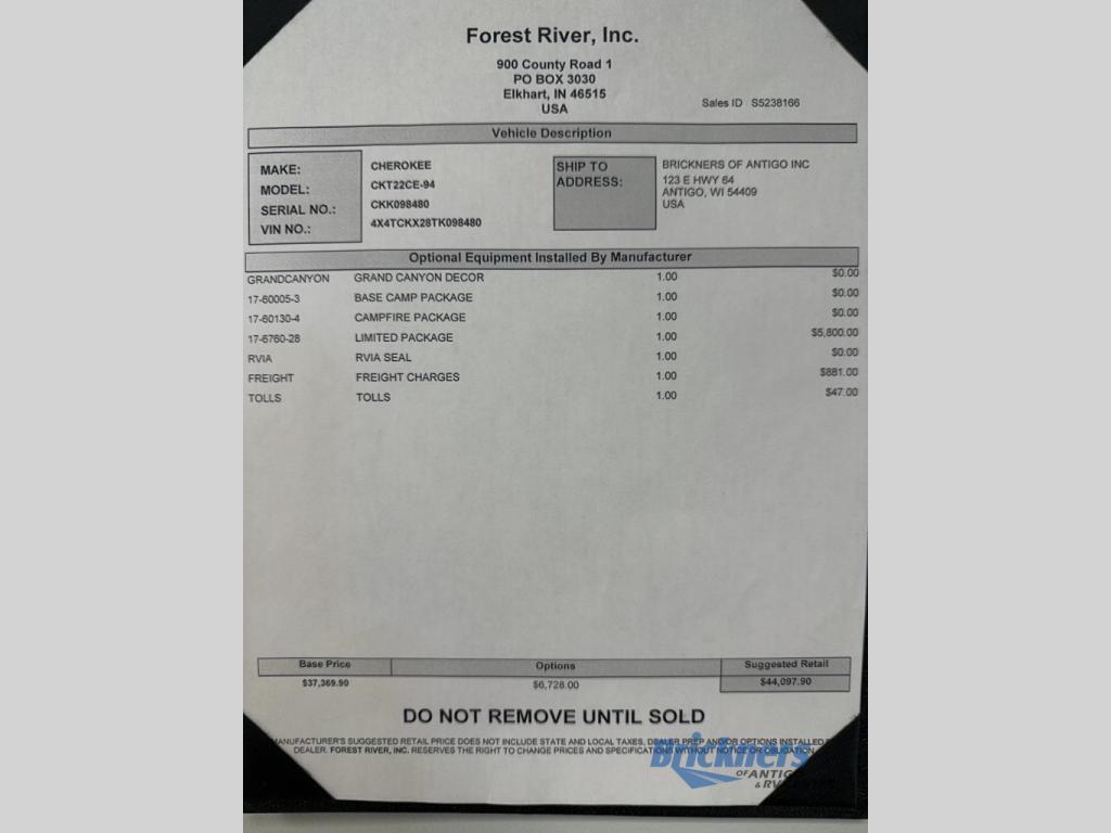 2026 Forest River Rv Cherokee Grey Wolf 22CE in antigo WI