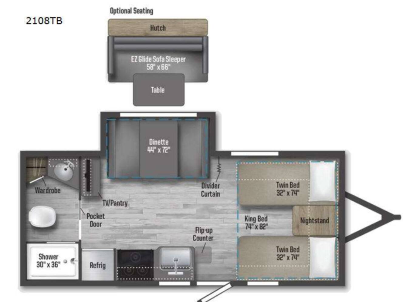 A photo of this 2023 Winnebago Micro Minnie 2108TB