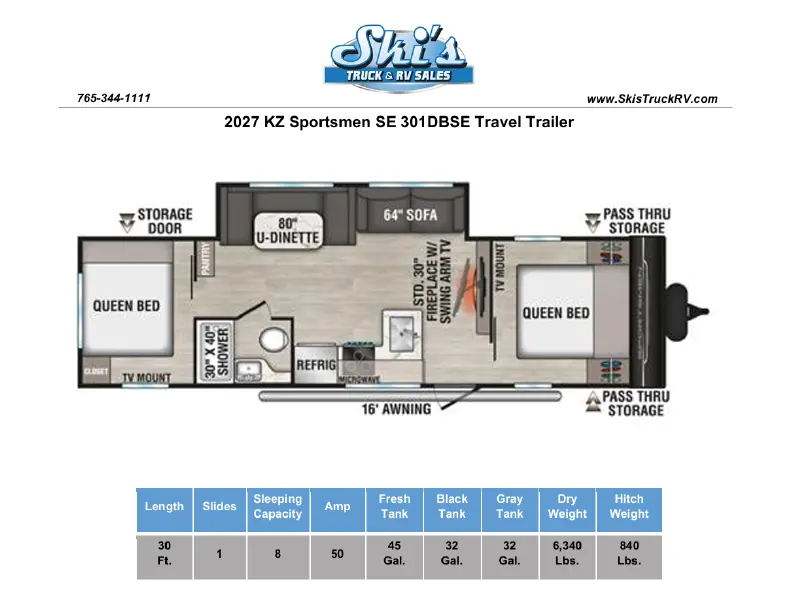 2027 KZ RV Sportsmen SE 301DBSE