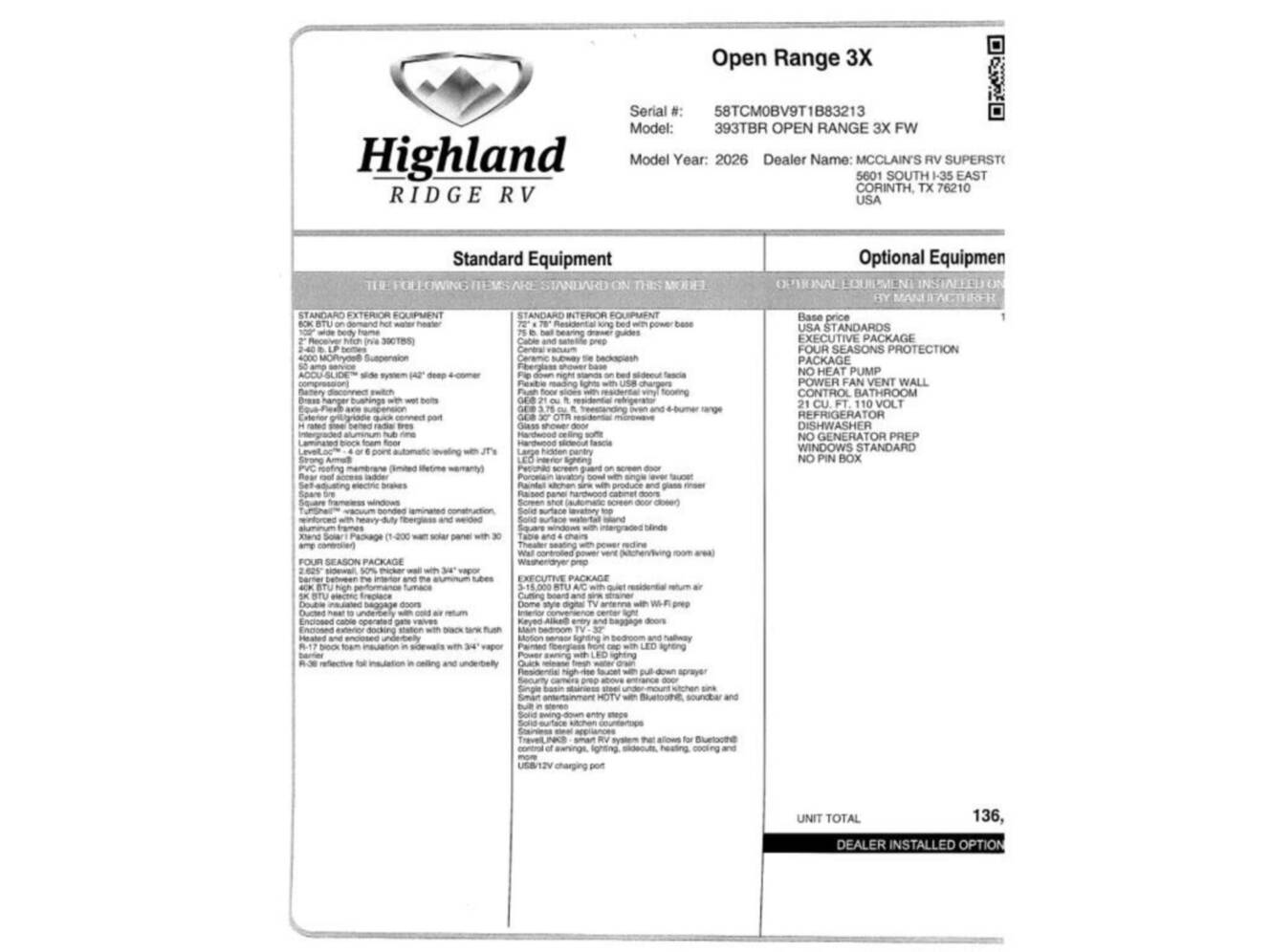 A photo of this 2026 Highland Ridge Rv Open Range 3X 393TBR