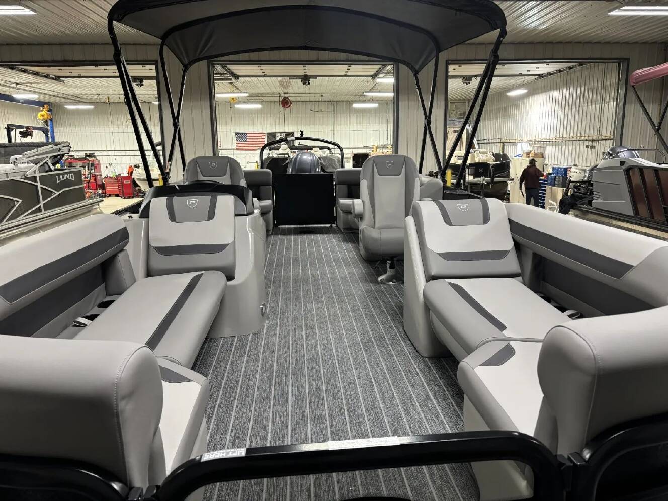 A photo of this 2026 Premier SUNSCAPE 220 RF PTX TRIPLE 200HP BUNK TRAILER