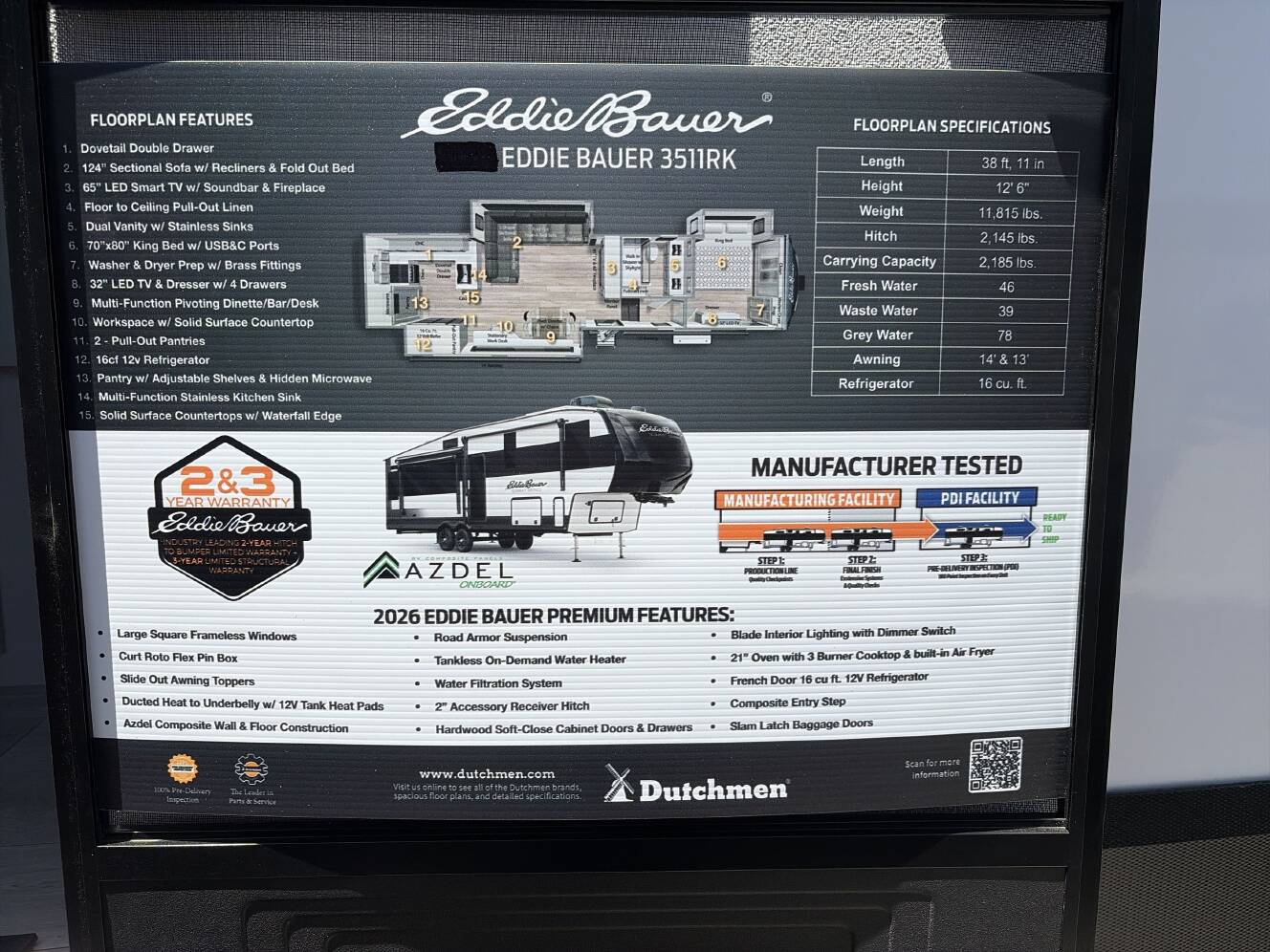 A photo of this 2027 Dutchmen EDDIE BAUER SUMMIT 3511RK