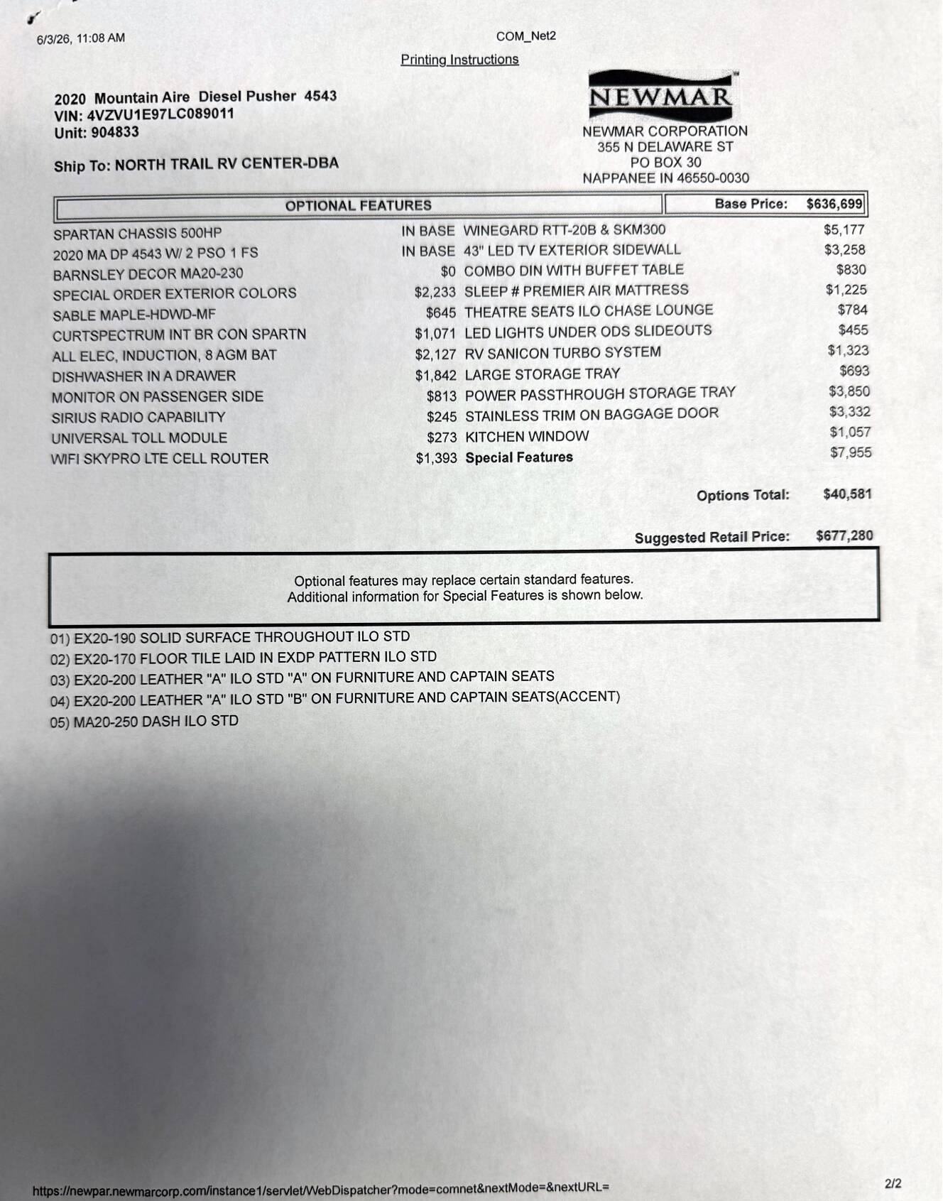 A photo of this 2020 Newmar MOUNTAIN AIRE 4543