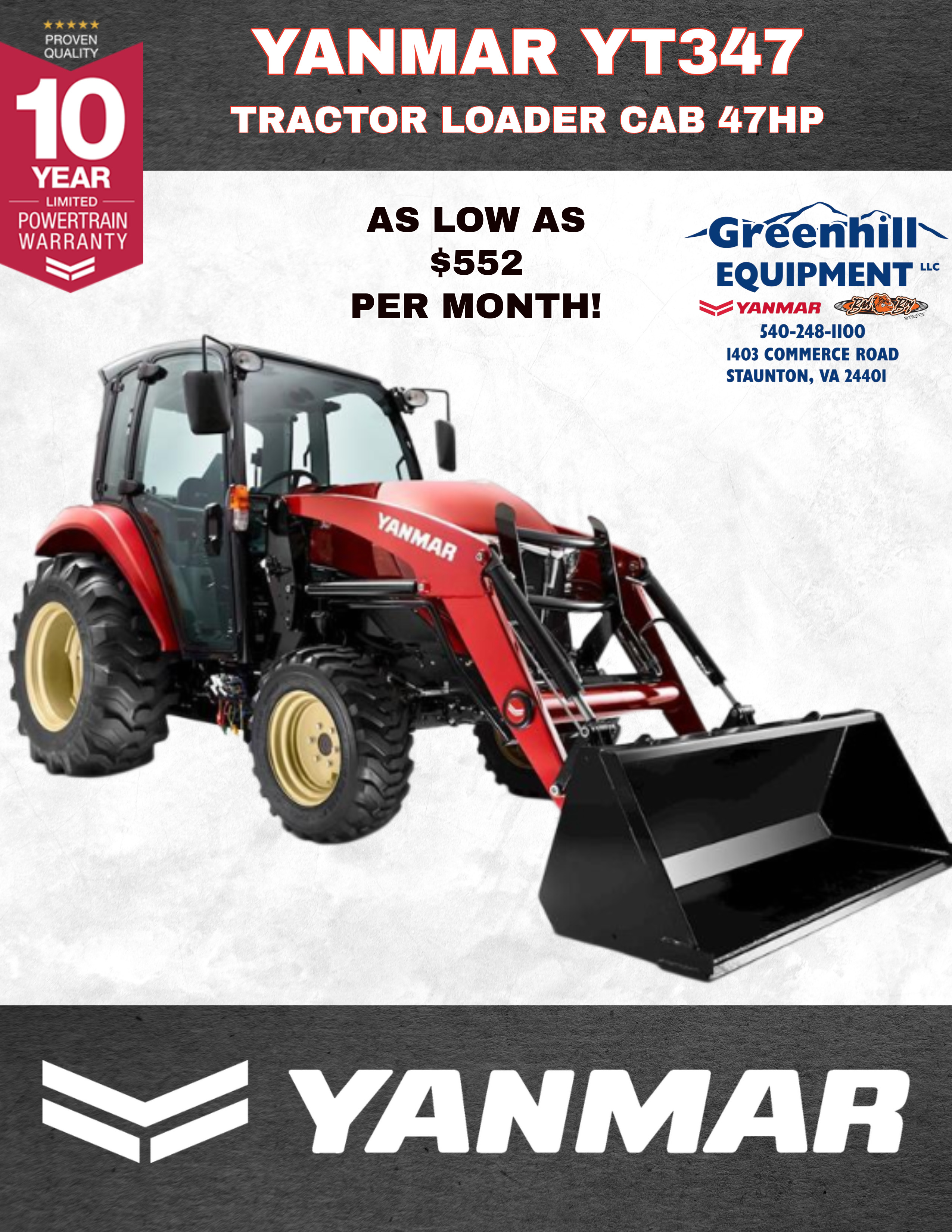 2026 Yanmar USA YT347 CAB, LOADER, TRACTOR in Staunton, VA