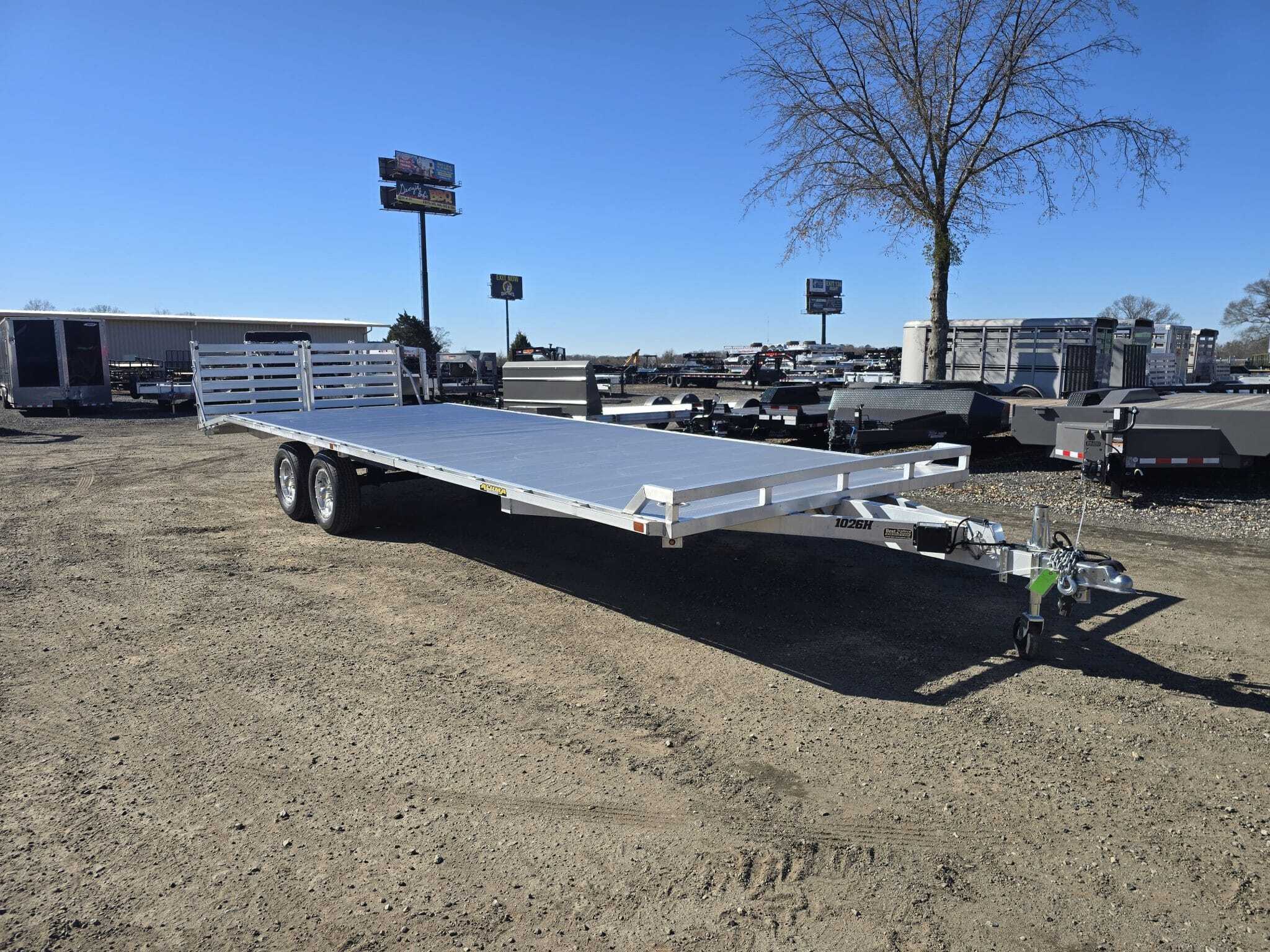 2026 aluma 1026 h bt 102x26 aluminum flatbed trailer atv utv motor in Byron, GA