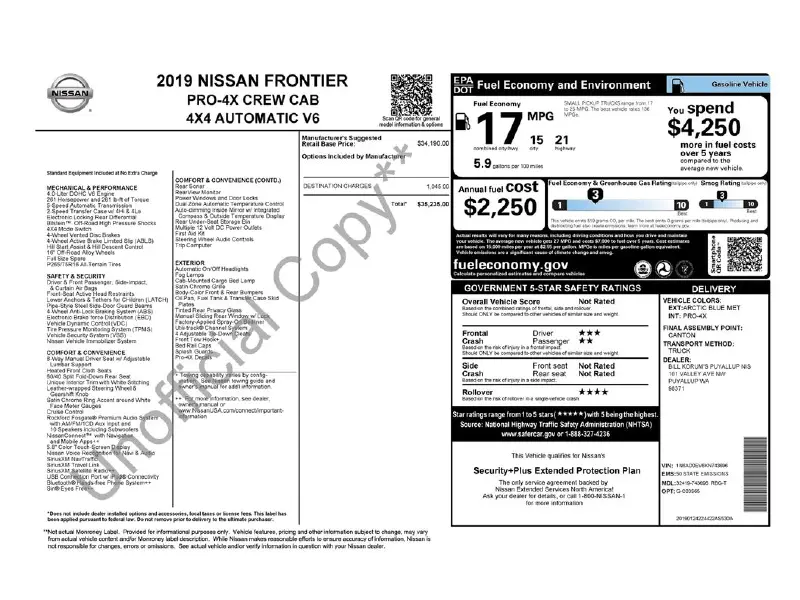 2019 NISSAN FRONTIER