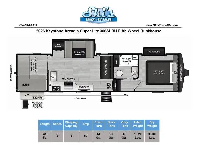 2026 Keystone Arcadia Super Lite 308SLBH