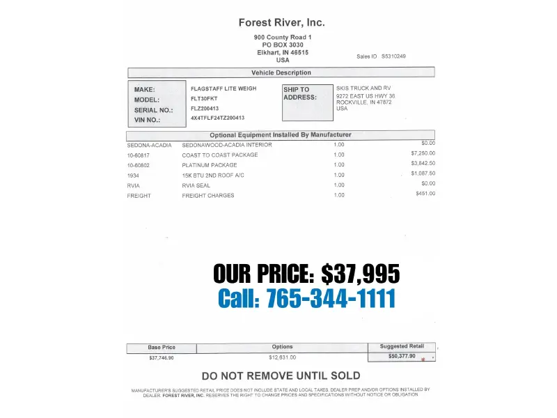 2026 Forest River Flagstaff Super Lite 30FKT