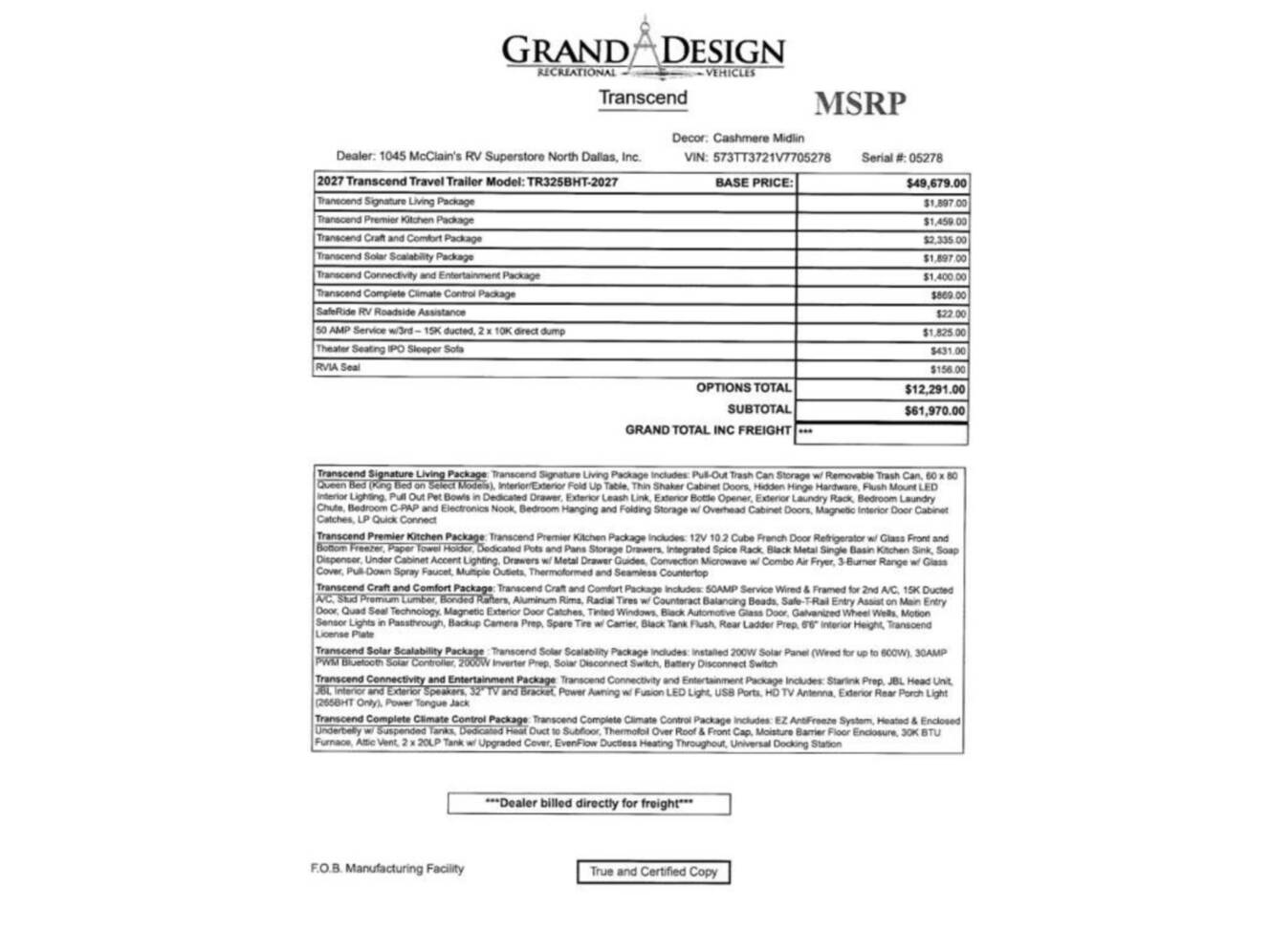 A photo of this 2027 Grand Design Transcend 325BHT