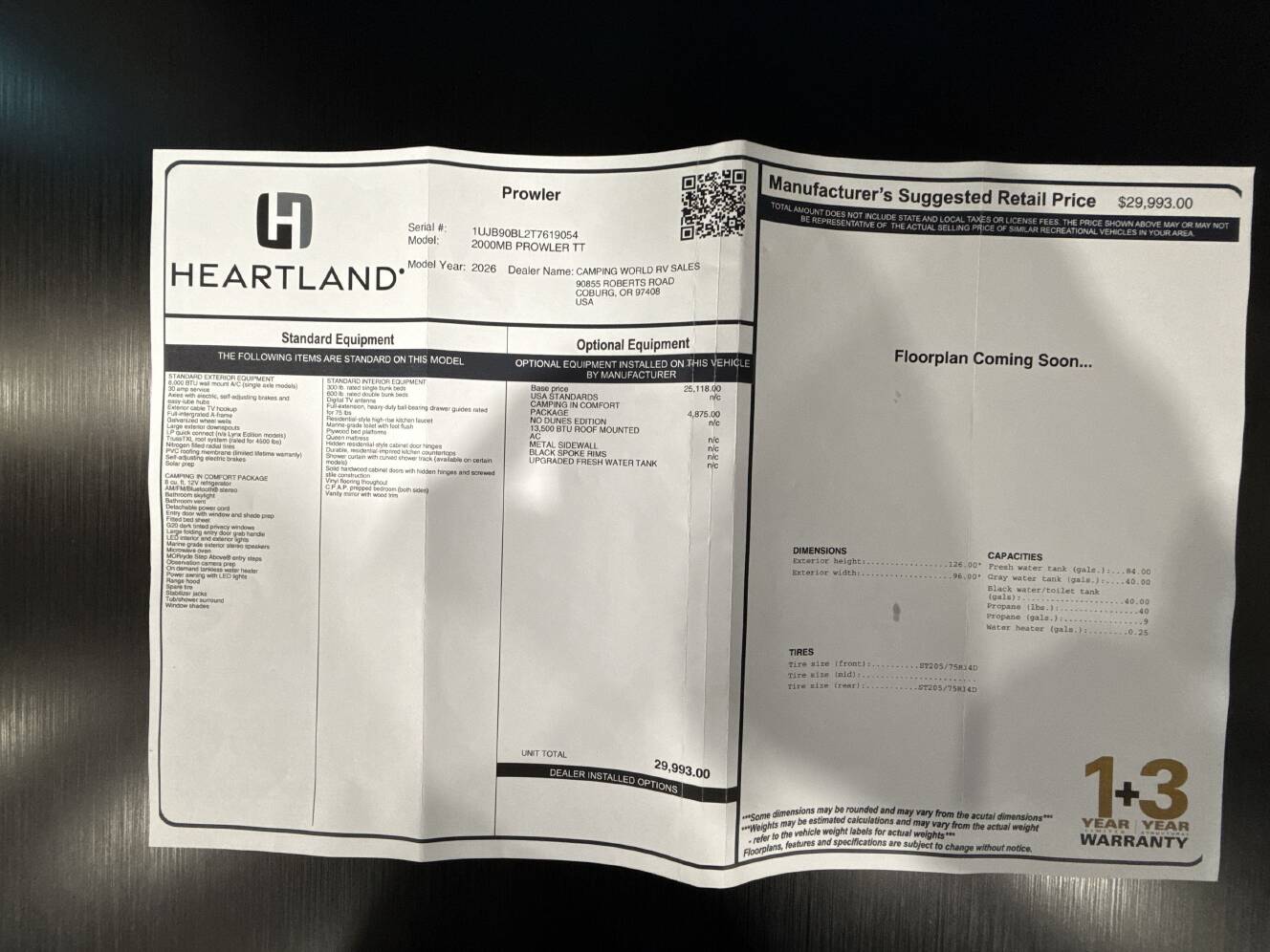 A photo of this 2026 Heartland PROWLER 2000MBW