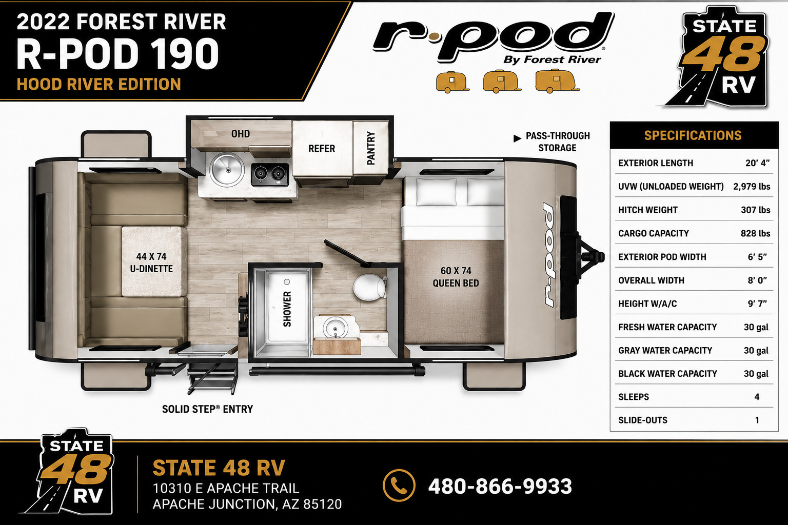 A photo of this 2022 Forest River R-Pod Hood River 190